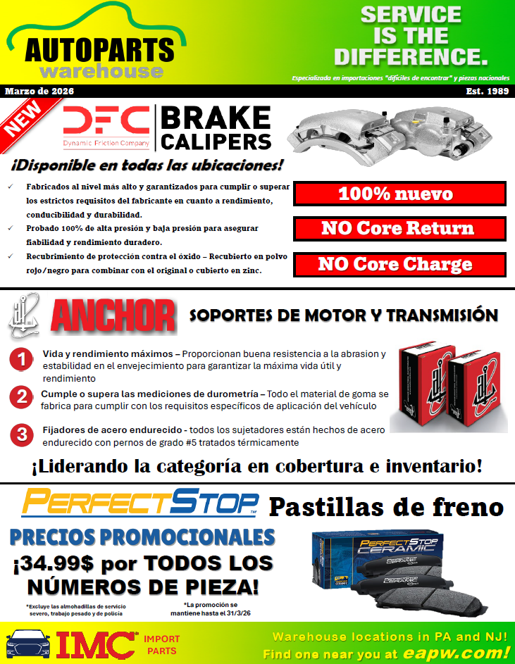 Frente del folleto de ventas de marzo de 2026